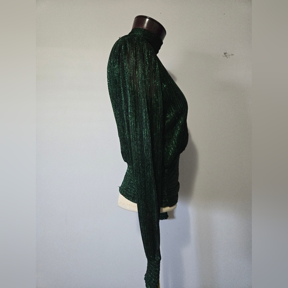 BAILEY 44/ REVOLVE Metallic Green Long Sleeve Blouse. Size Small - Picture 5 of 14